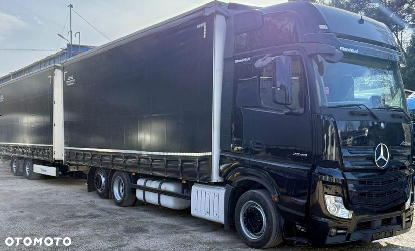 Mercedes-Benz ACTROS 2548 GIGASPACE AUTOMAT XENONY RETARDER 6x2 JUMBO OŚ PODNOSZONA ZABUDOWA KRONE FIRANKA DŁ:7.80m 2xALUTANK LODÓWKA KLIMA EURO 6 + PRZYCZEPA KRONE TANDEM FIRANKA DŁ:7.80m OSIE SAF OŚ PODNOSZONA ZESTAW PRZESTRZENNY PRZEJAZDOWY 2015r ŁADNY - 3