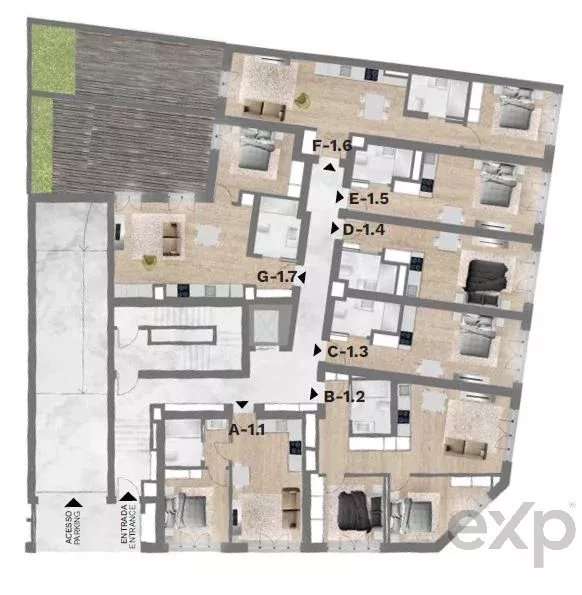 T1 Novo com Terraço Privativo | Bonfim, Porto - Grande imagem: 3/11