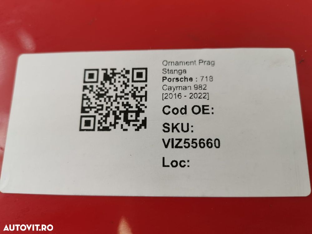 Ornament Prag Stanga Porsche  718 Cayman 982 2016 2017 2018 2019 2020 - 8