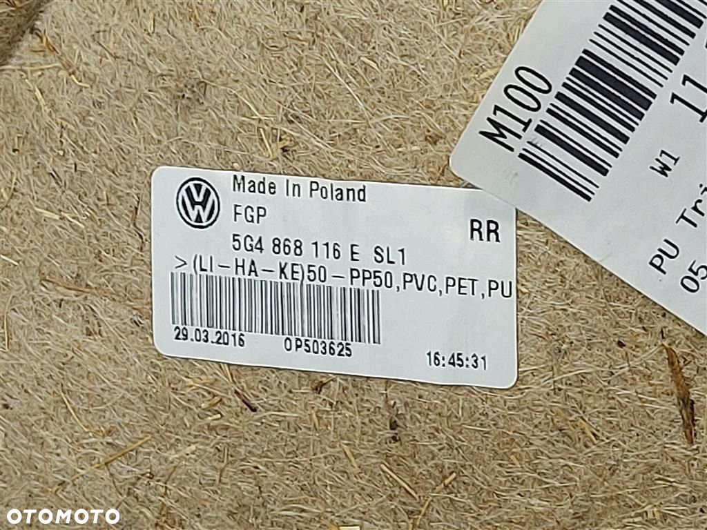 Tapicerka drzwi tył prawa VW Golf VII SKÓRA 5G4867212 5G4868074C 12-17R - 5