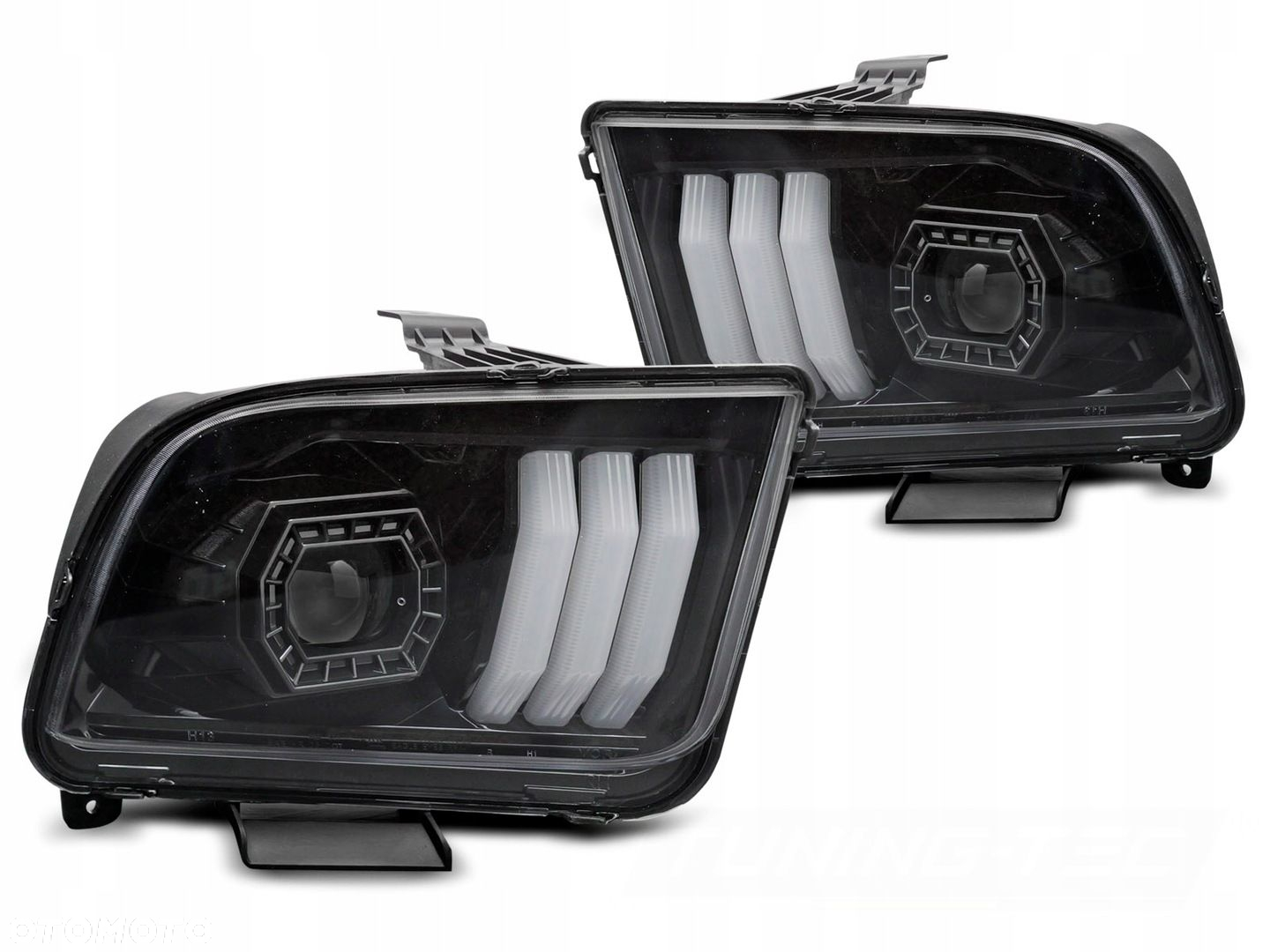 Reflektor Lampa kpl Led Neon Tuning Black Czarne Ford Mustang V 5 2004-2009 - 5