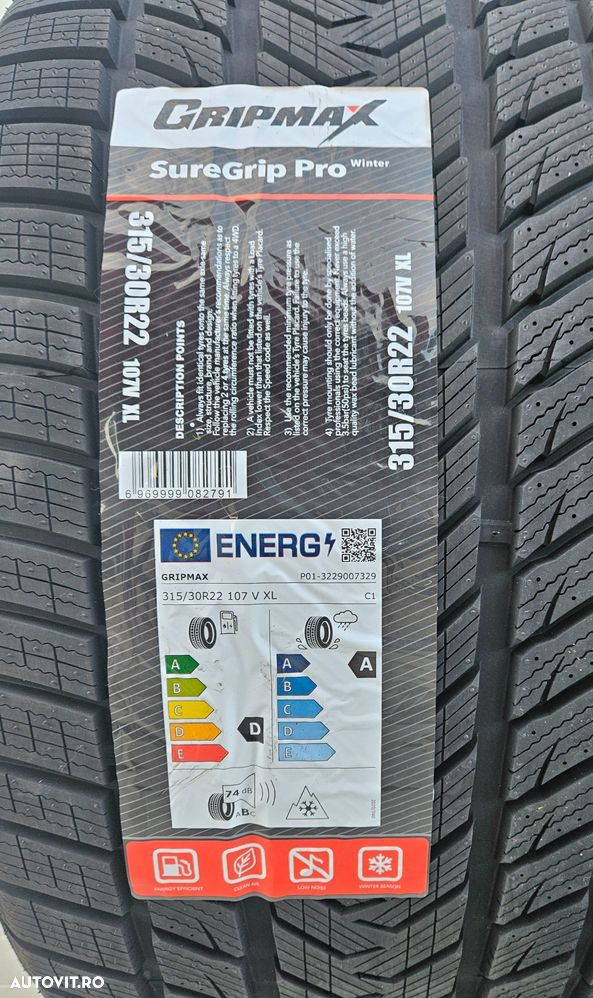 315/30 R22,107V xl, GRIPMAX, Anvelope iarna M+S,Aderenta clasa A - 2