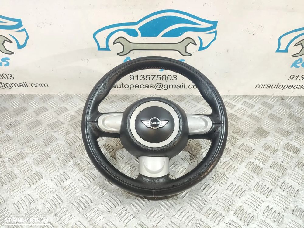 Volante completo 3 braços Mini Cooper R56 em pele com costura vermelha 6794624 - 1