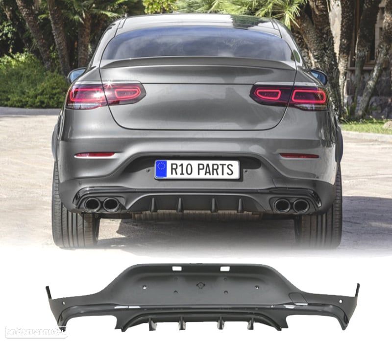 DIFUSOR MERCEDES GLC C253 COUPE AMG 15-18 LOOK GLC43 PRETO - 1