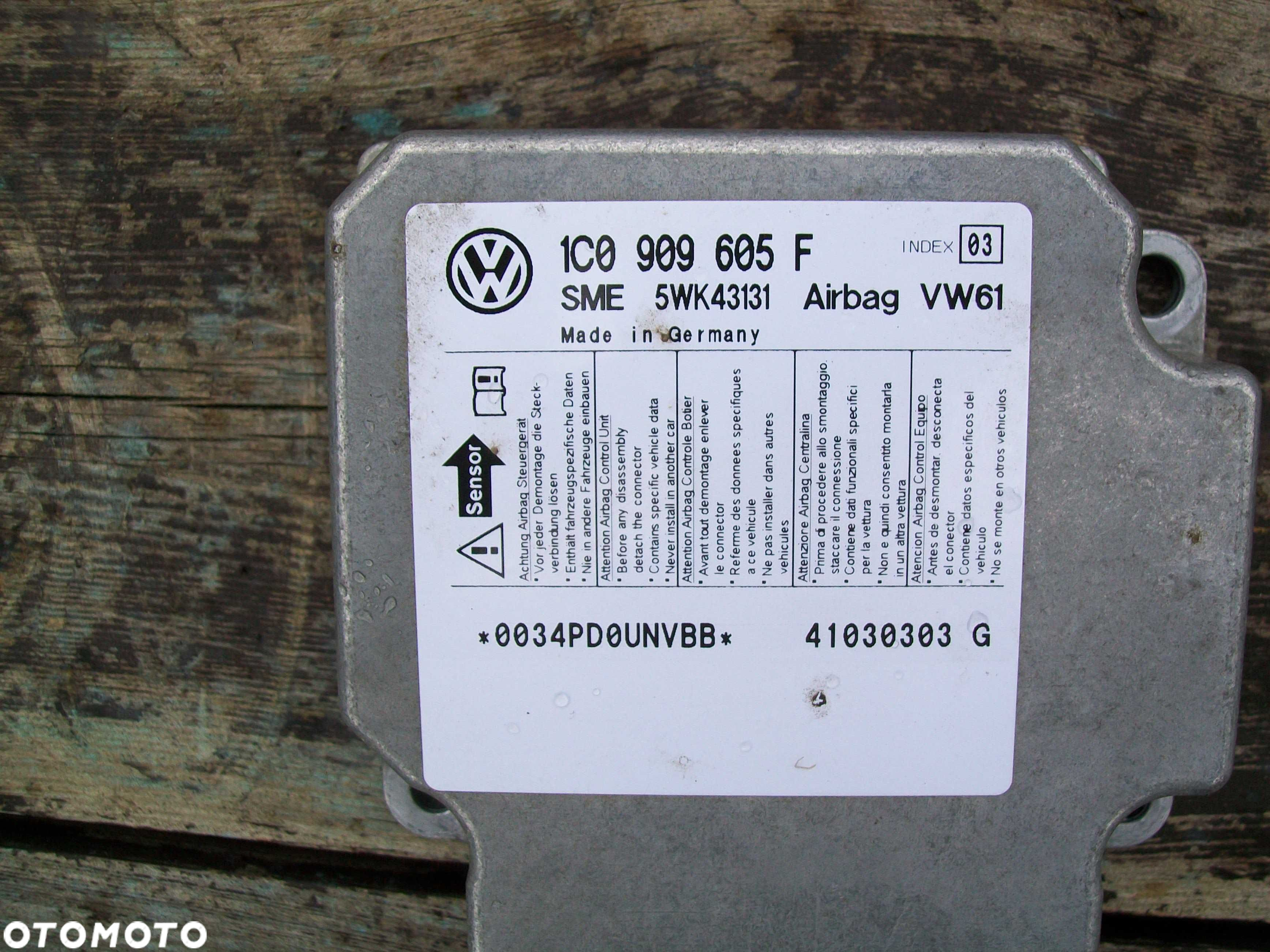 Sensor poduszek air bag vw sharan  seat alhambra  ford galaxy 00-10 - 3