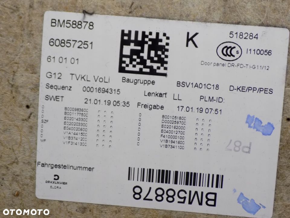 BMW G12 G11 TAPICERKA DRZWI BOCZKI LEWY PRAWY PT - 5