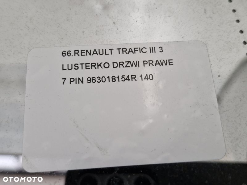 RENAULT TRAFIC III 3 LUSTERKO DRZWI PRAWE 7 PIN 963018154R - 5