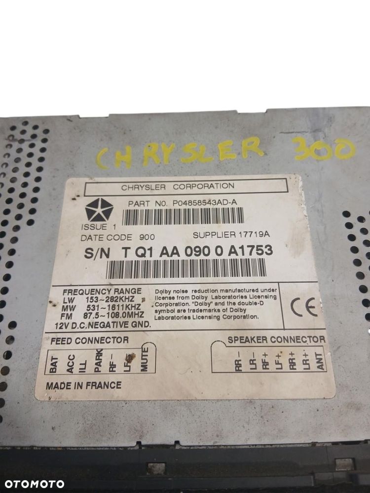 RADIO CD KASETA CHRYSLER 300 P04858543AD-A - 4