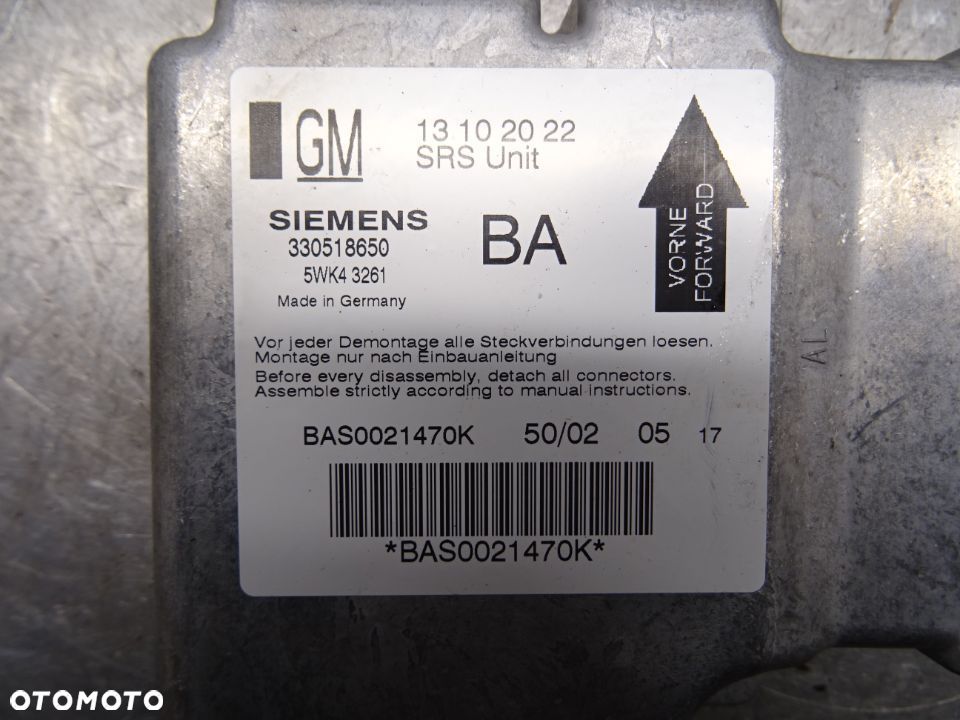 OPEL VECTRA C SEDAN 02-05 2.0DTI MODUŁ SENSOR AIRBAG 13102022 BA - 2