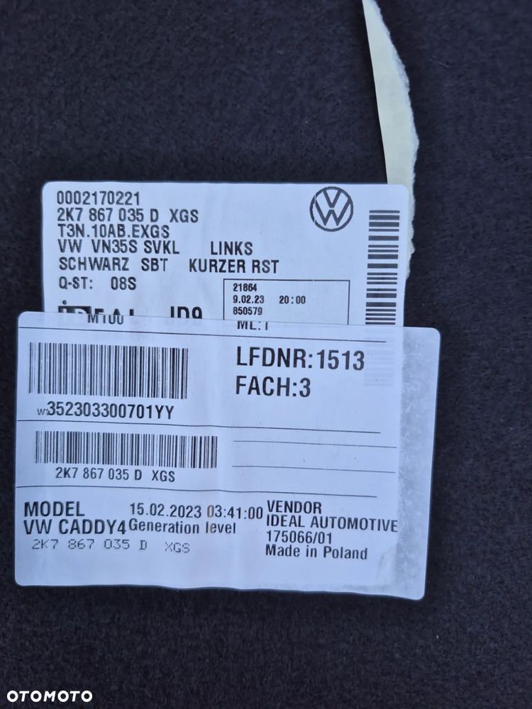 Volkswagen Caddy tapicerka bagażnika - 6