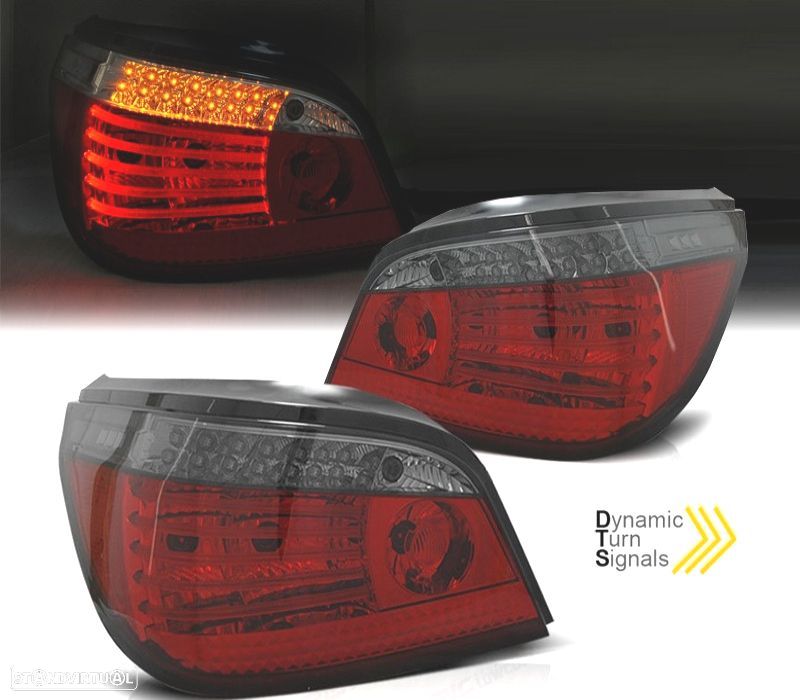 FAROLINS BMW E60 03-07 LED PISCA DINAMICO VERMELHO ESCURECIDOS - 1