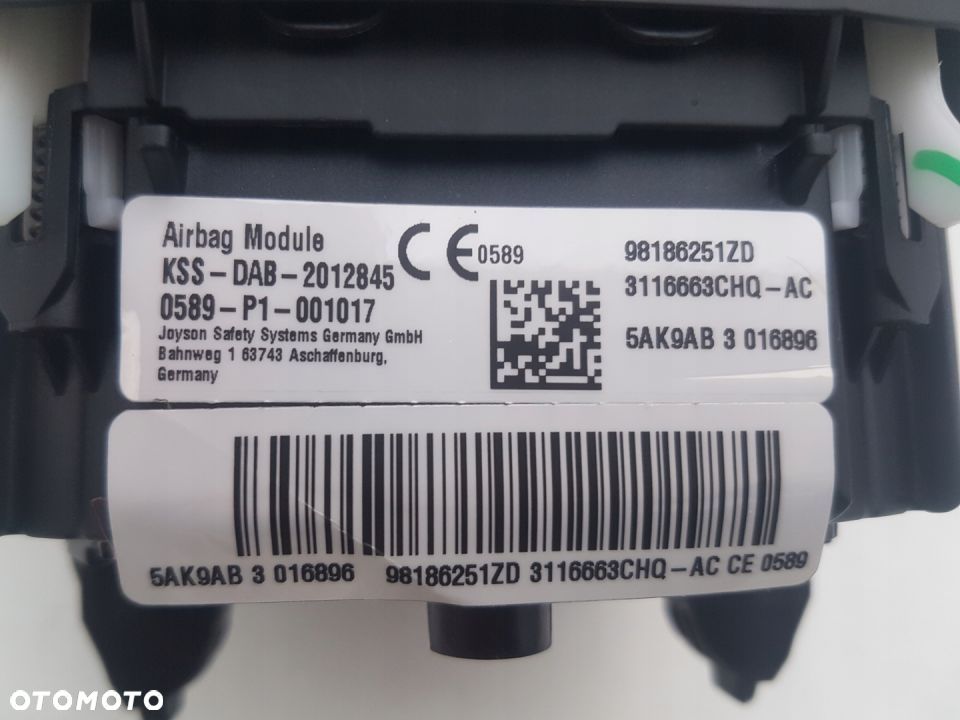 Citroen DS7 2017- Airbag Kierownica Nowa Oryginał 98186251ZD - 3
