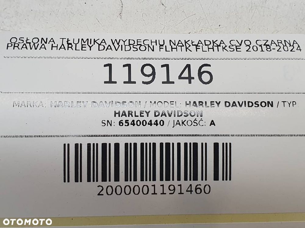 OSŁONA TŁUMIKA WYDECHU CZARNA PRAWA HARLEY DAVIDSON FLHTK FLHTKSE CVO - 7