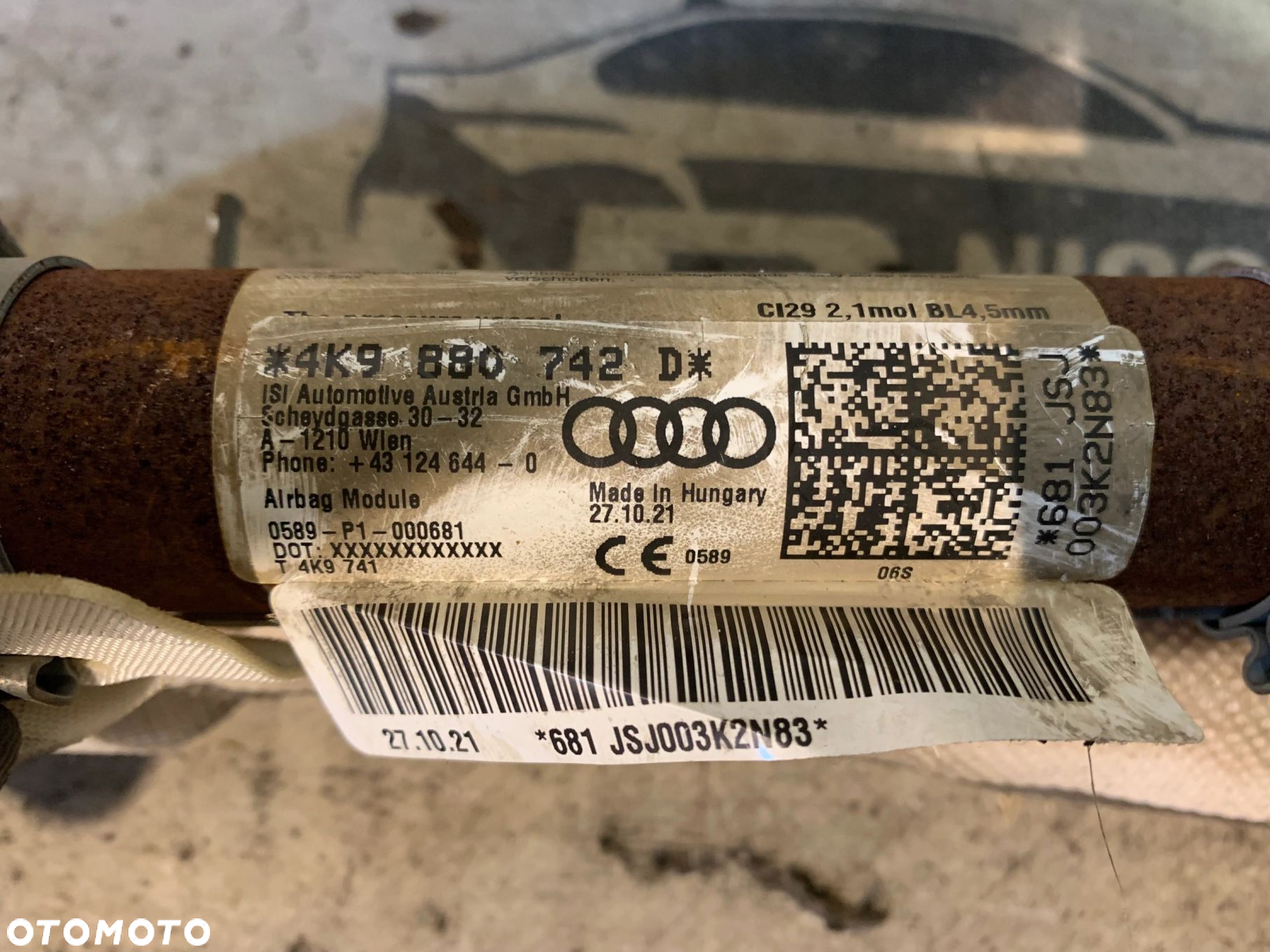 KURTYNA KURTYNY AIR BAG LEWA PRAWA AUDI A6 C8 KOMBI ORYGINALNE 4K9880741D 4K9880742D - 7