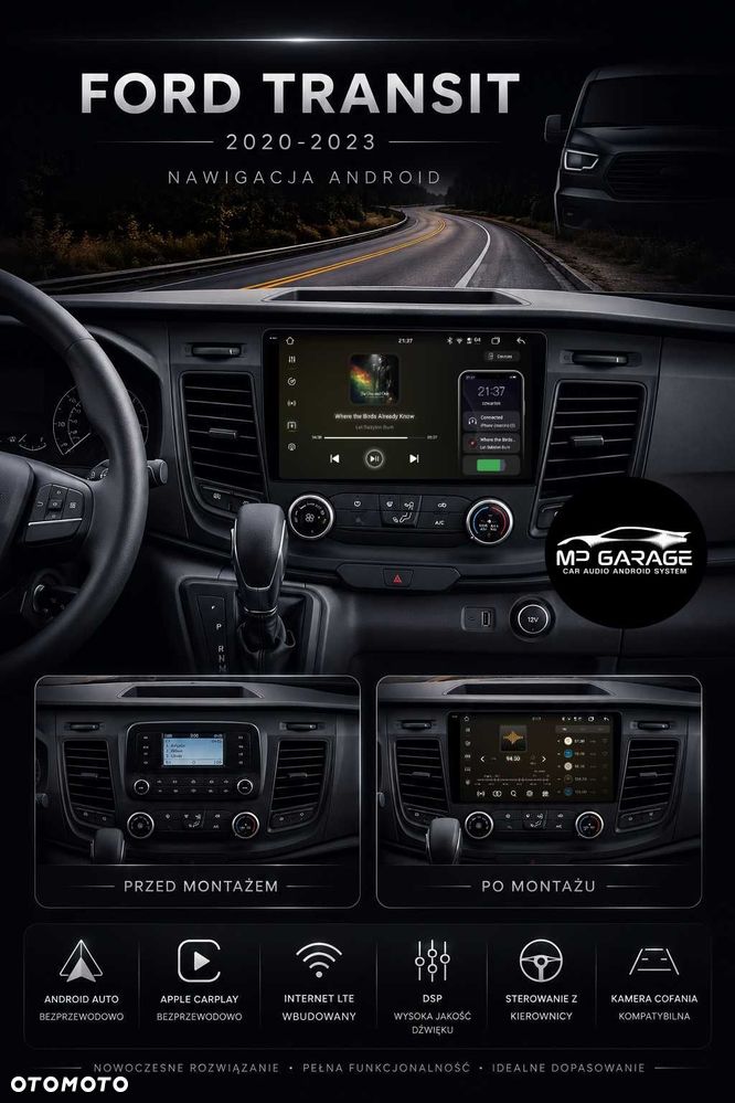 Nawigacja Ford Transit 2020_2023 Android 14 CarPlay 4G Montaż FV - 4
