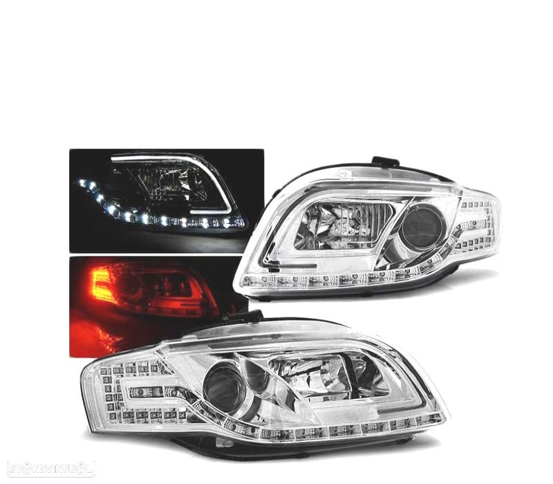 FARÓIS LED TUBE LIGHT PARA AUDI A4 B7 04-08 CROMADO - 1