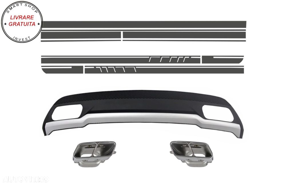 Difuzor Bara Spate cu Ornamente toba si Stickere Gri Mercedes W176 A-Class (2012-2- livrare gratuita - 1