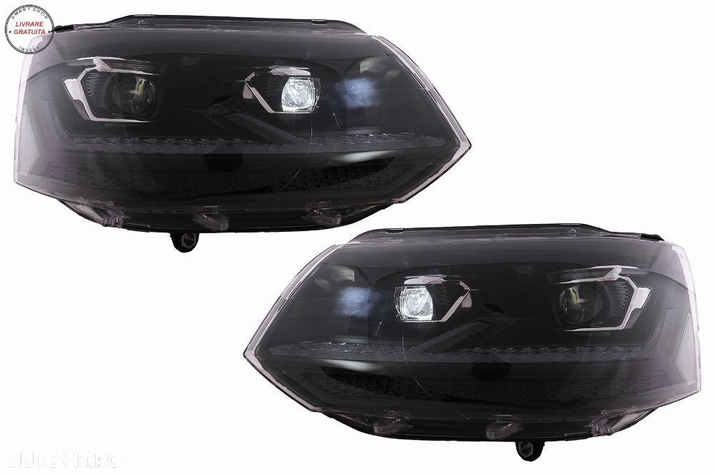 Faruri Full LED VW Transporter Caravelle Multivan T5 Facelift (2010-2015) Negru- livrare gratuita - 14