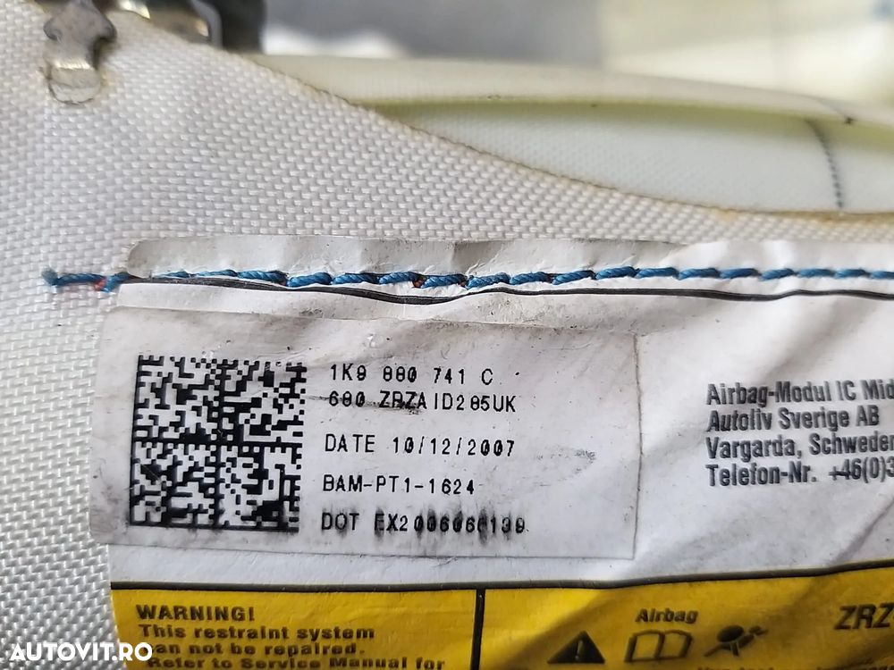 Airbag cortina stanga vw golf 5 variant 1k p607320901ff05 1k9880741c - 2