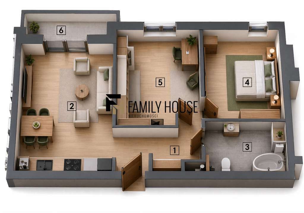 Rezydencja Żeromskiego 49.05m² 3pokojowe z ogrodem