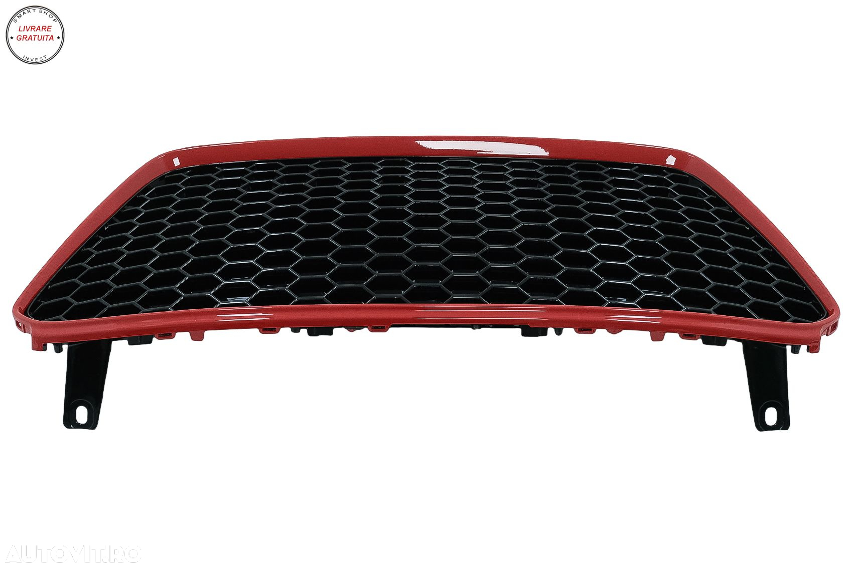 Grila Centrala Audi R8 42 (2013-2015) RS Design Negru Lucios/ Rosu- livrare gratuita - 4