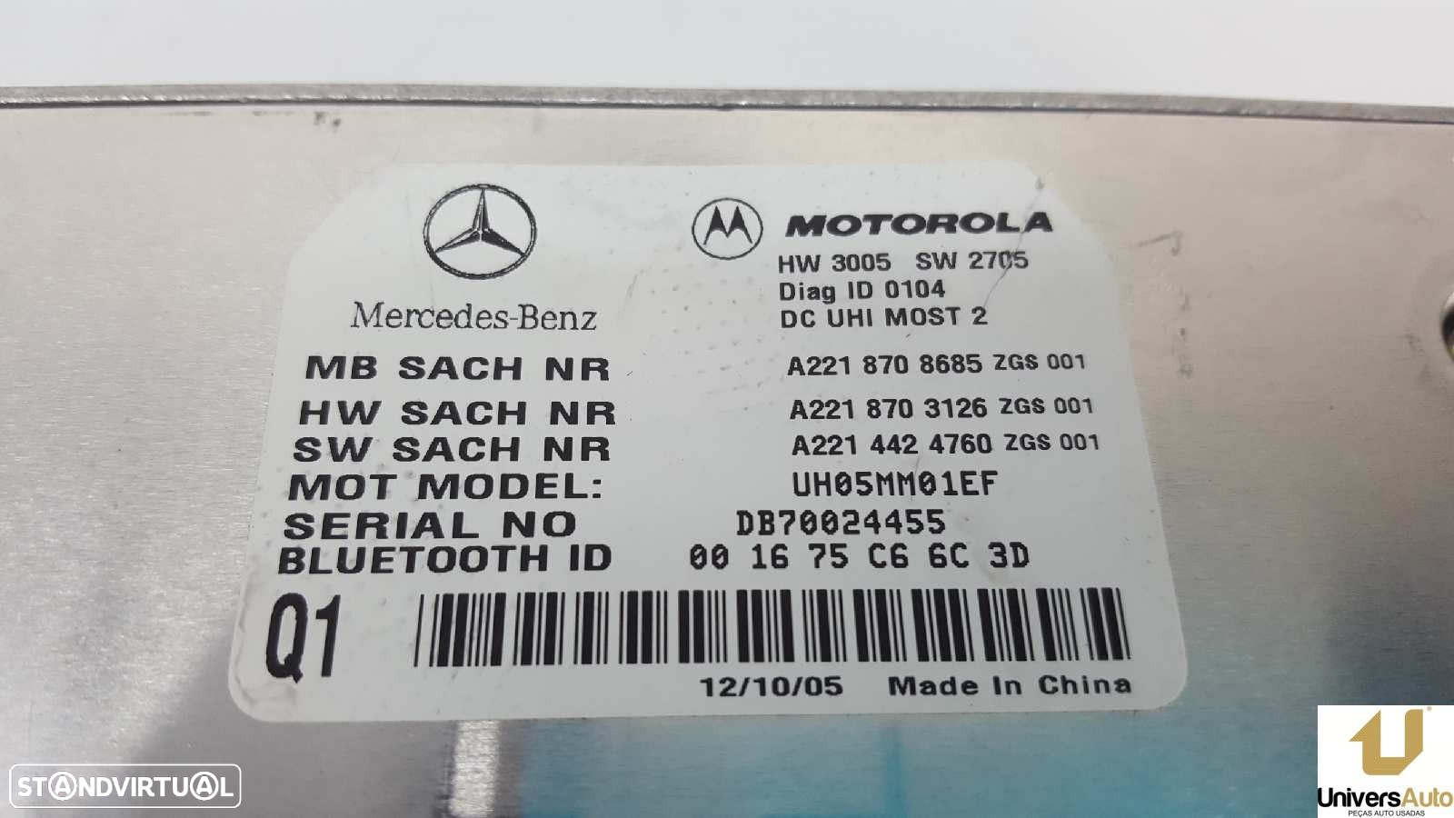 UNIDADE DE CONTROLE BLUETOOTH MERCEDES CLASE S (W221) BERLINA 320 / 350 CDI (221... - 2