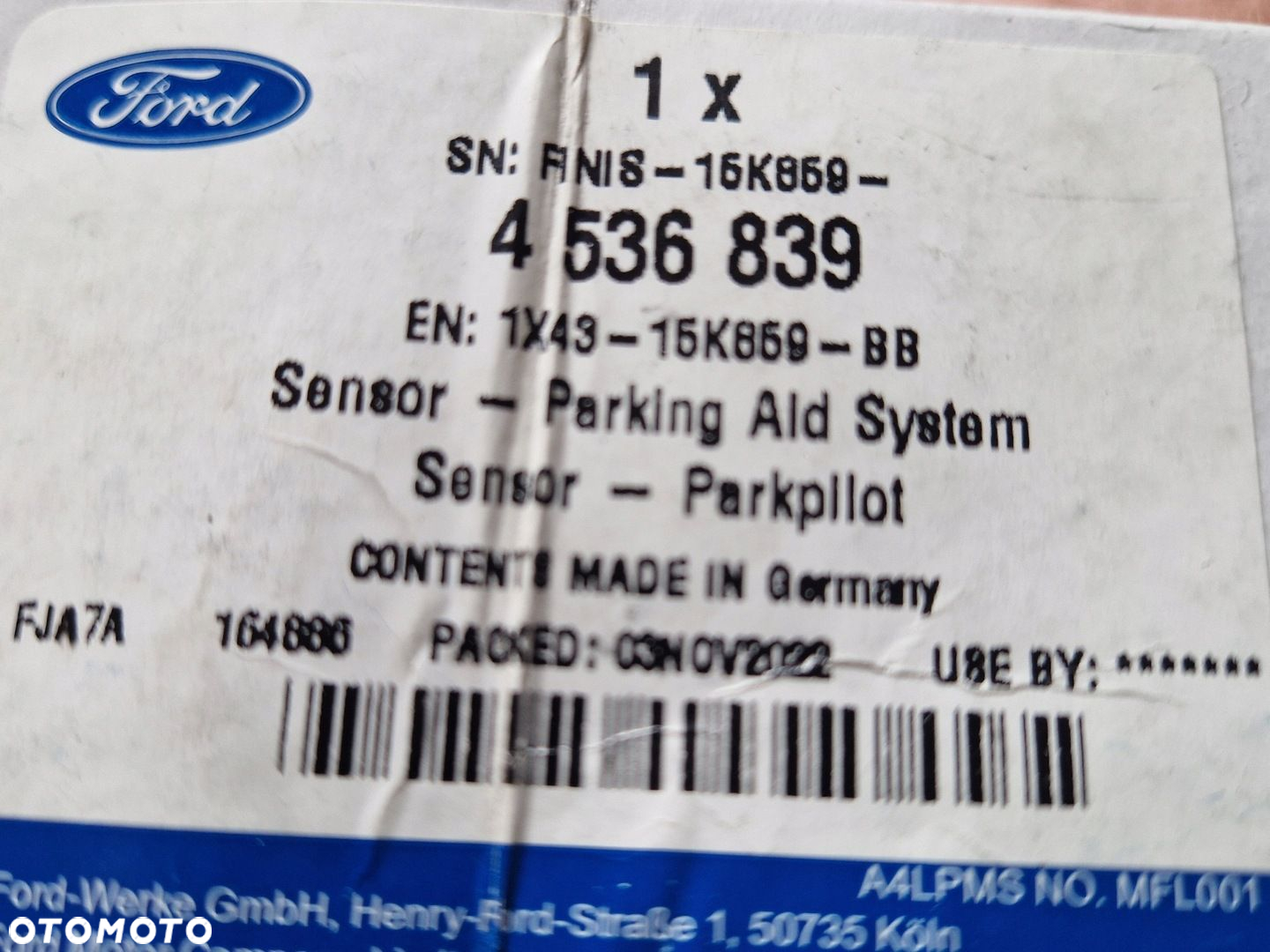 Ford JAGUAR Czujnik parkowania PDC 1X4315K859BB NOWY ORYGINAŁ 4536839 - 4
