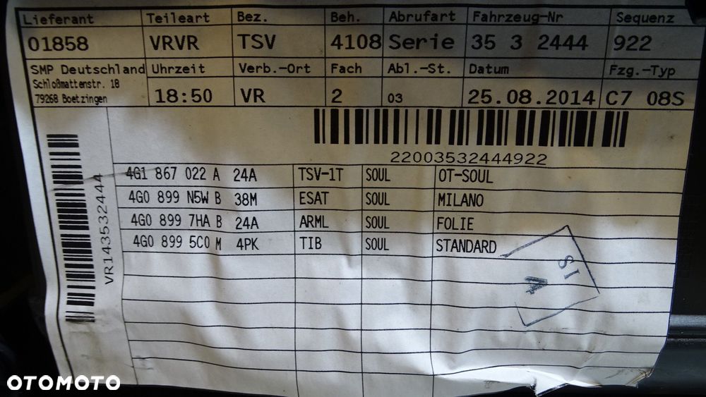 BOCZEK DRZWI PRAWY PRZEDNI AUDI A6 C7 - 6