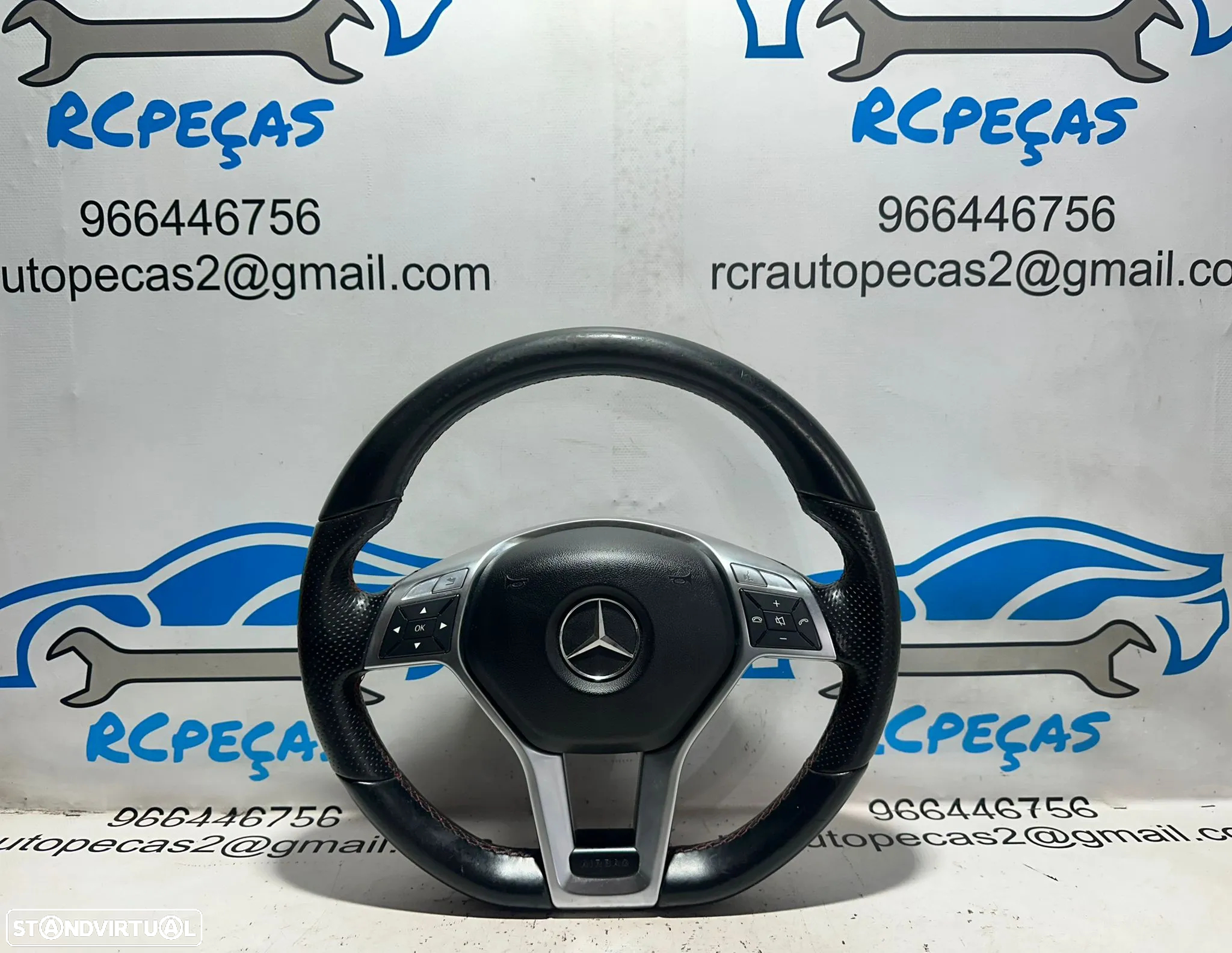 .Volante Guiador Pele Pele Perfurada Multifunções Comandos Patilhas Original AMG Flat Bottom Mercedes Benz Classe A W176 - 4