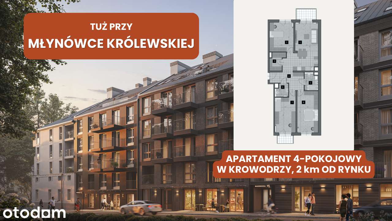 Mieszkanie 4 pokojowe apartament blisko Rynku przy Młynówce