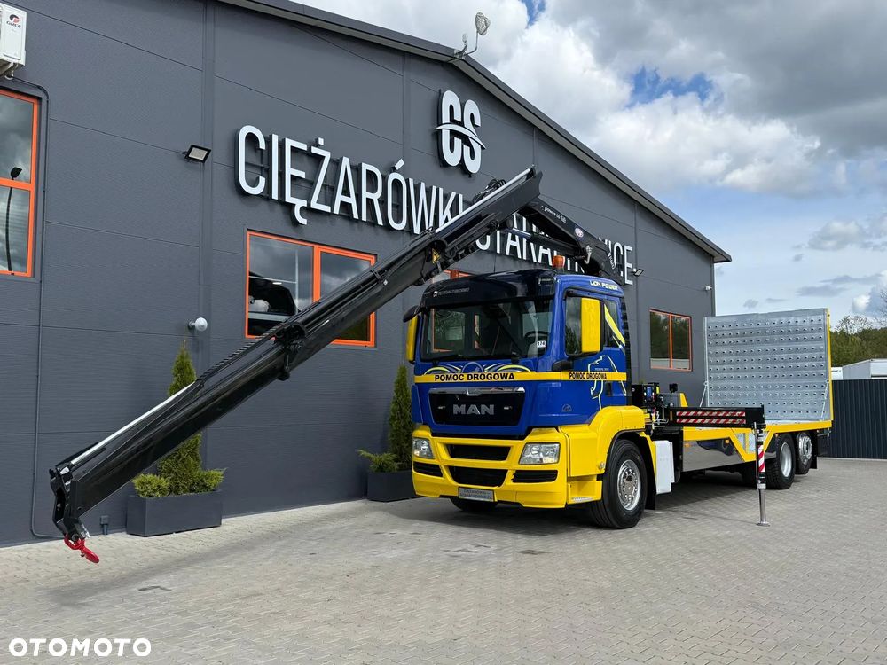 MAN TGS TGX 26.360 E5 laweta uniwersalna 9,36m + Dźwig HDS HMF 1420 K2 / platforma do przewozu kontenerów / pomoc drogowa / platforma / kran krane dzwig hds żuraw - 20