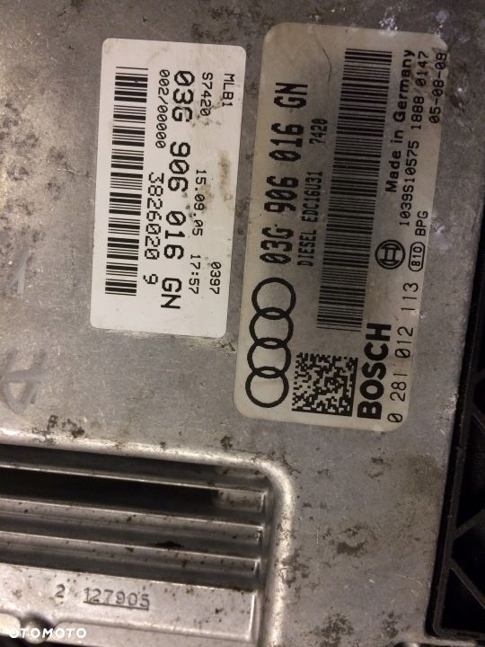 AUDI 2.0TDI STEROWNIK KOMPUTER SILNIKA 03G906016GN - 2