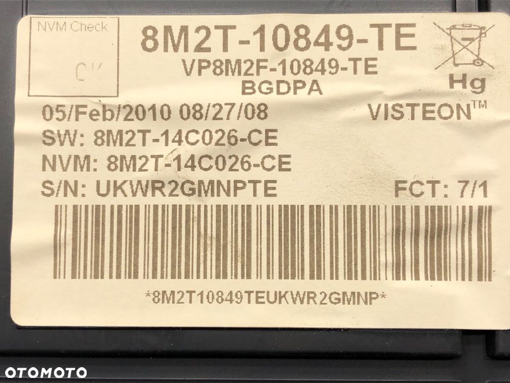 LICZNIK  FORD MONDEO IV (BA7) 2007 - 2015 2.0 107 kW [145 KM] benzyna 2007 - 2015 8M2T-10849-TE - 6