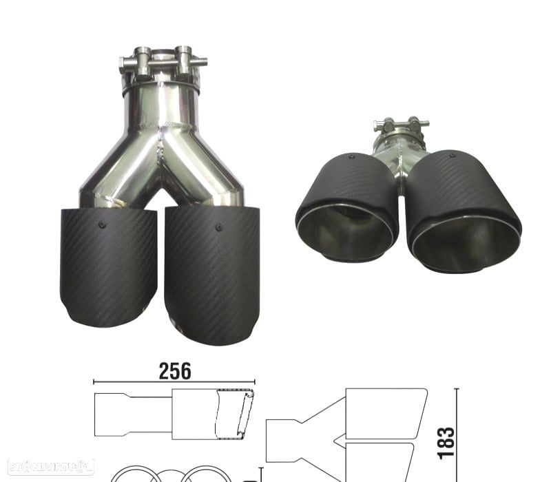 PONTEIRA DE ESCAPE CARBONO DUPLA ESQUERDA - 2
