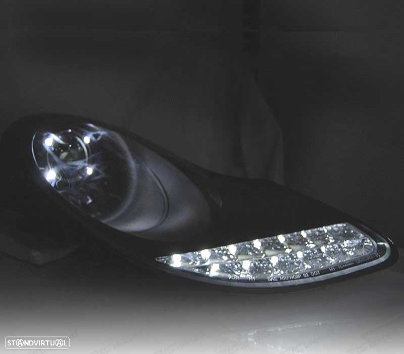 FARÓIS OPTICAS PORSCHE BOXSTER 986 CARRERA 911 996 96-04 LUZ DIURNA LED PRETO - 4