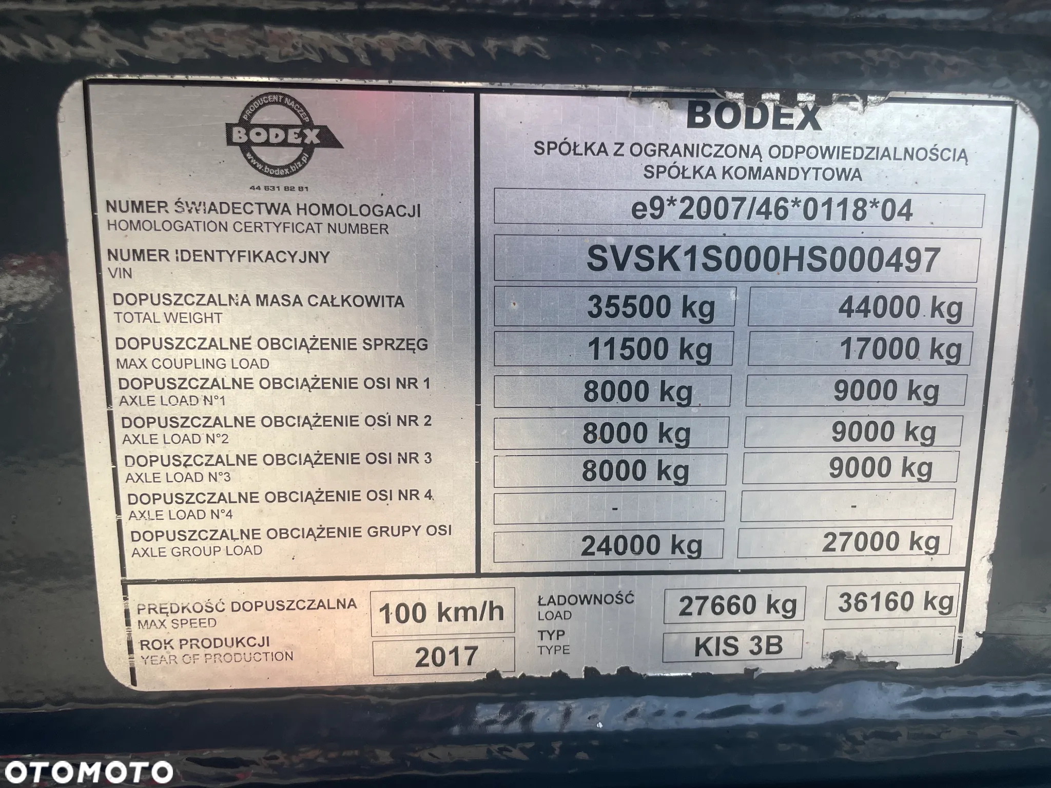Bodex 48-50 m3 stalowa saf intrax alufelgi opony 80% - 19