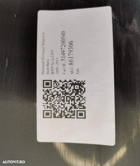 Ornament Portbagaj Original In Stare Buna BMW  Seria 5  F07 [2009 - 20 - 7