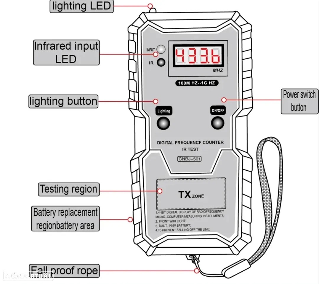 Tester Digital Leitura Frequências Infravermelhos Comandos Automóvel Garagem Universal - 5