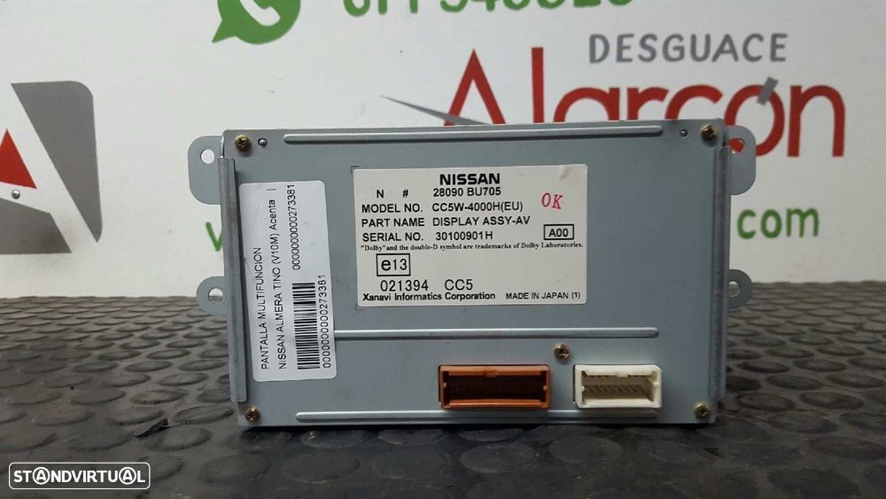 TELA/ECRÃ MULTIFUNÇÕES NISSAN ALMERA TINO (V10M) ACENTA - 3