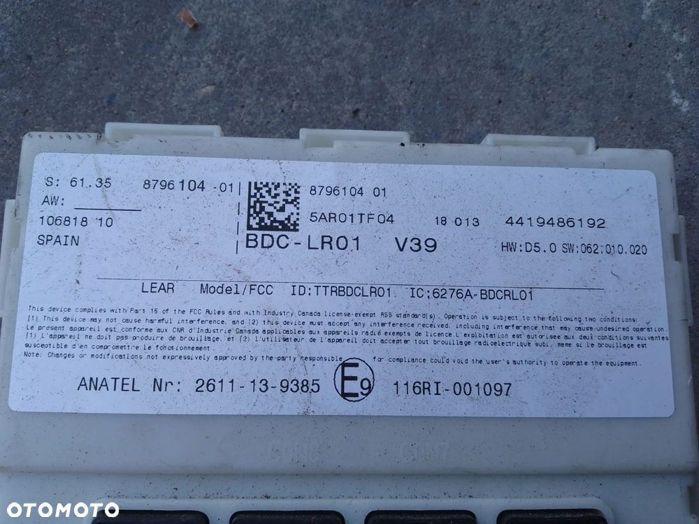 BMW X5 F15 moduł sterownik 8796104 BDC-LR01 V39 - 3