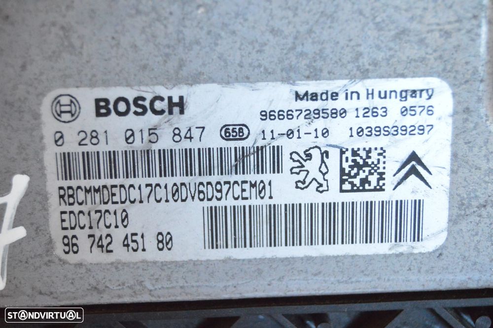 CENTRALINA BOSCH ECU MOTOR ORIGINAL 0281015847 9674245180 9HP 9H06 10JBOL CITROEN DS3 DS 3 1.6 HDI 92CV PEUGEOT 207 308 CITROEN C4 PICASSO - 3