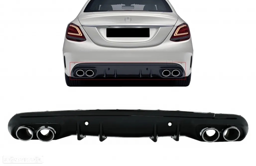 Difusor com Ponteiras Mercedes C W205 (2014 a 2020) Look 43 - 12