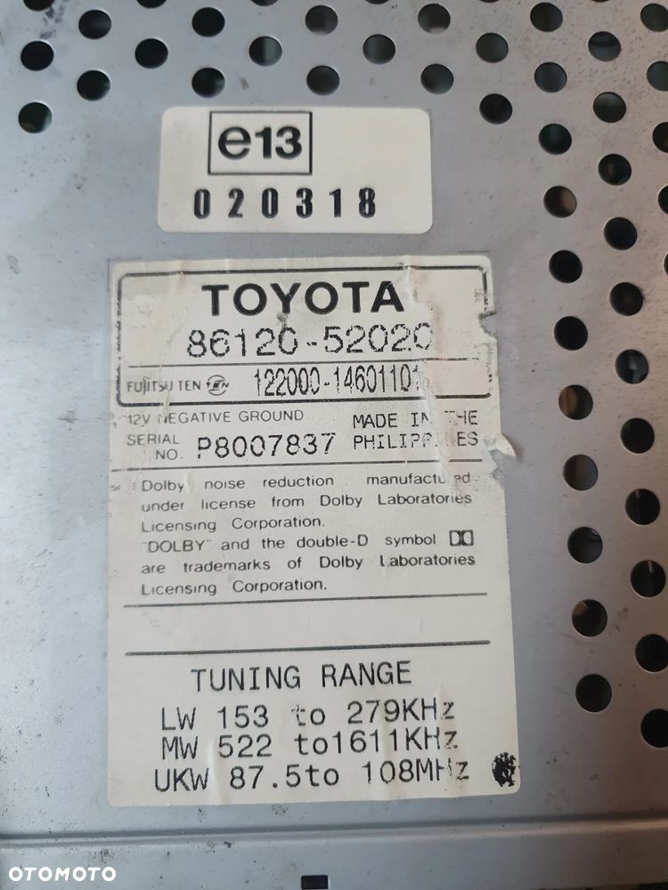 RADIO PANEL POPIELNICZKA TOYOTA COROLLA VERSO 86120-52020 - 2