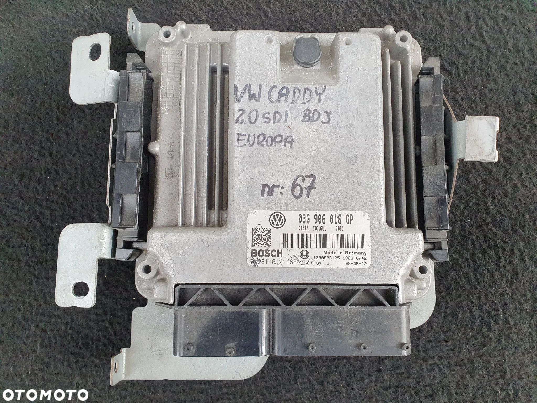 VW CADDY III 2.0SDI BDJ ECU STEROWNIK SILNIKA KOMPUTER 03G906016GP 0281012168 VOLKSWAGEN BOSCH - 1