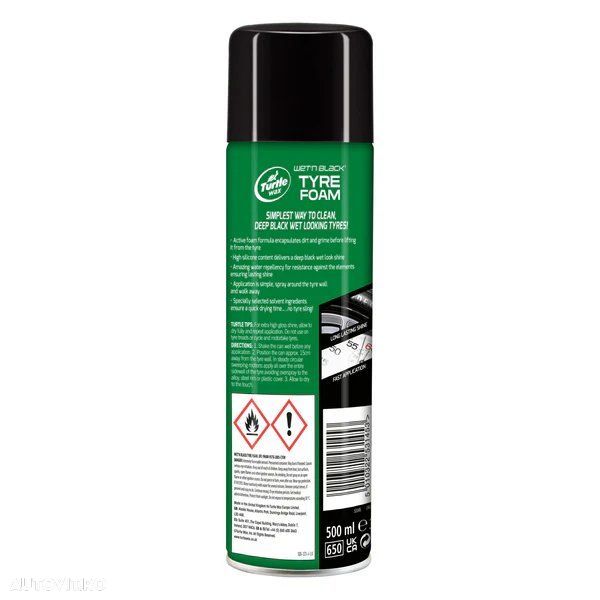 Spray spuma pentru curatat si lustruit anvelope Turtle Wax Wet ' n' Black 53166, 500ml - 2