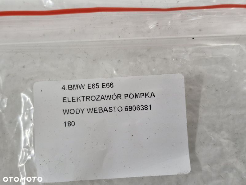 BMW E65 E66 ELEKTROZAWÓR POMPKA WODY WEBASTO 6906381 - 6