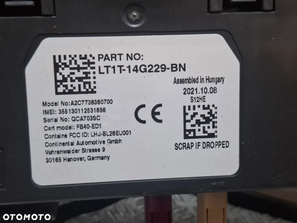 Moduł interfejsu Ford Tourneo Connect Mk2 lift 2022 rok nr LT1T14G229BN - 2