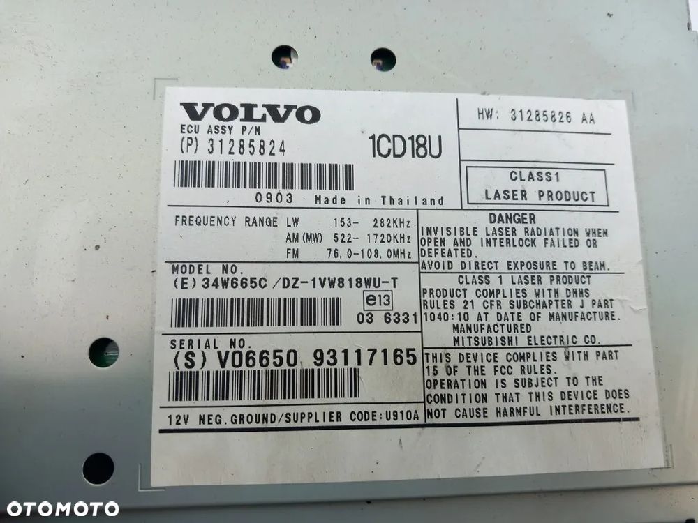 radio fabryczne radioodtwarzacz cd dvd gps volvo s50 v50 2010r 31285824 - 7