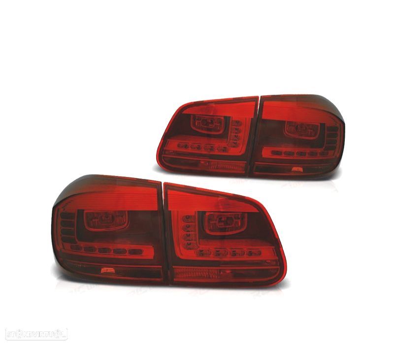 FAROLINS TRASEIROS PARA VOLKSWAGEN VW TIGUAN 11-16 LIGHT BAR FONDO VERMELHO FUMADO - 1