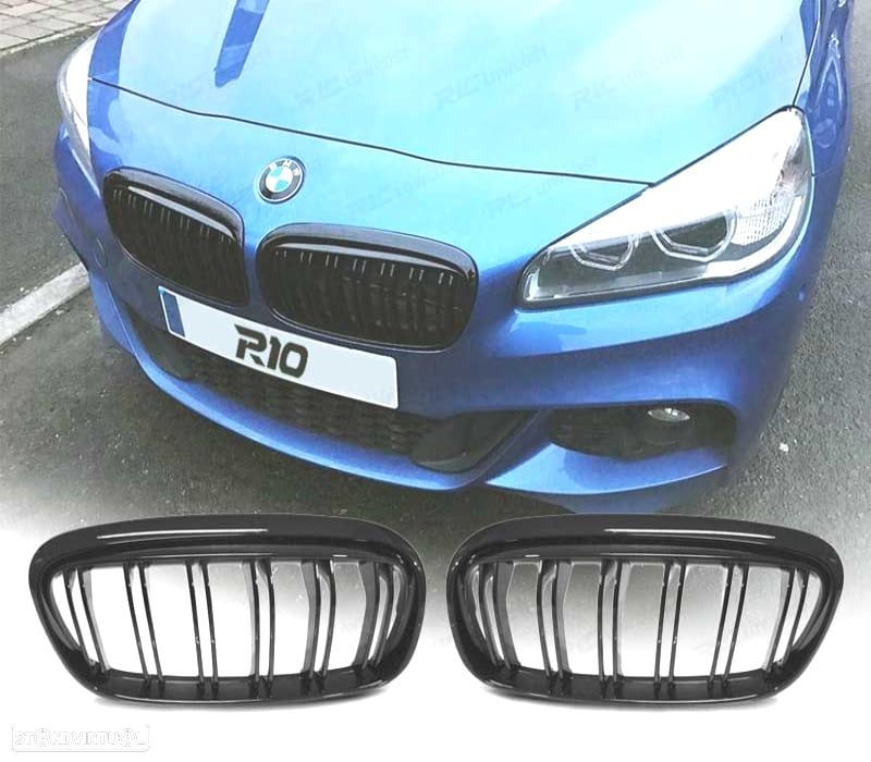 GRELHAS BMW F45 F46 15-17 DESPORTIVA DUPLA BARRA PRETO BRILHANTE - 1